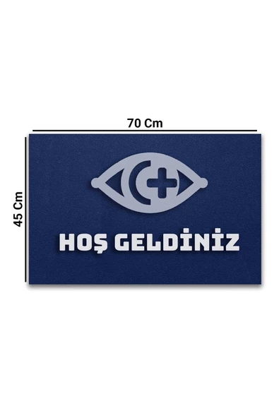 Valerine Life Optikçi Gözlükçü Mavi Renk Hoş Geldiniz Kapı Önü Paspası 45x70cm - 2