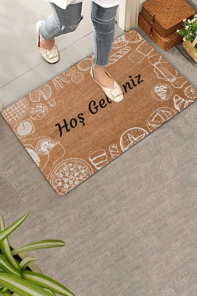 Valerine Life Pasta ve Turta Figürlü Hoş Geldiniz Kapı Önü Paspası 45x70cm