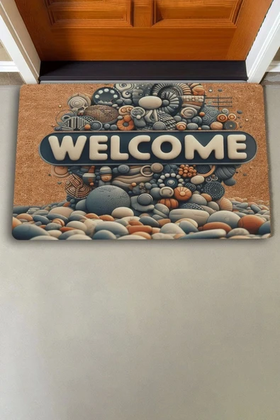 Valerine Life Çakıl Taşları Welcome Kapı Önü Paspası 45x70cm - 2
