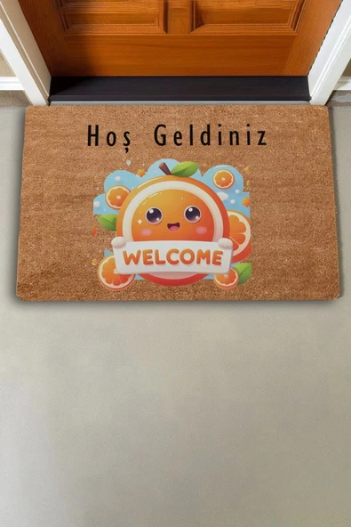 Valerine Life Sevimli Portakal Hoş Geldiniz Kapı Önü Paspası 45x70cm - 2