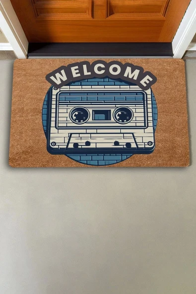 Valerine Life Nostaljik Kaset Welcome Kapı Önü Paspası 45x70cm - Resim 2