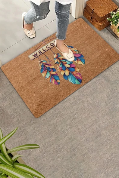 Valerine Life Düş Kapanı Kuş Tüyleri Welcome Kapı Önü Paspası 45x70cm ürün görseli