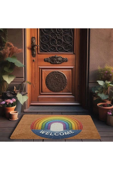 Valerine Life Gökkuşağı Kapısı Welcome Kapı Önü Paspası 45x70cm - Resim 3