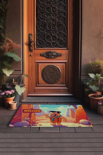 Valerine Life Fred Çakmaktaş Taş Devri Welcome Kapı Önü Paspası 45x70cm - Resim 3