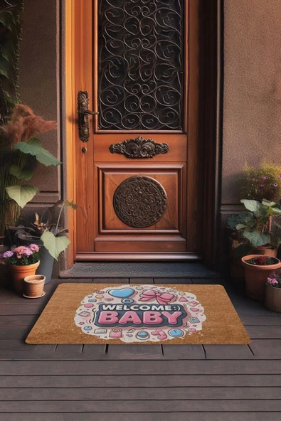 Valerine Life Hoş Geldin Bebek Welcome Yeni Doğan Kapı Önü Paspası 45x70cm - Resim 3