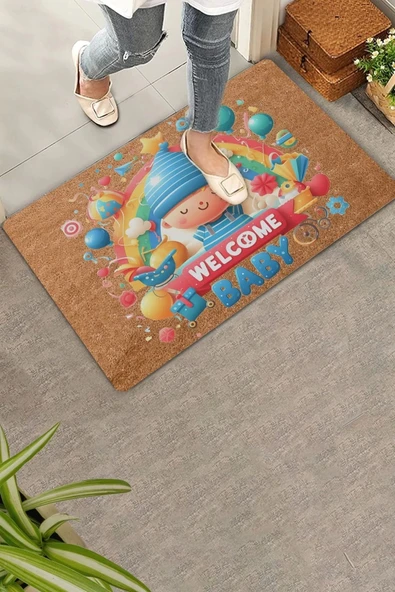 Valerine Life Yeni Doğan Balonlu Welcome Hoş Geldin Bebek Kapı Önü Paspası 45x70cm ürün görseli