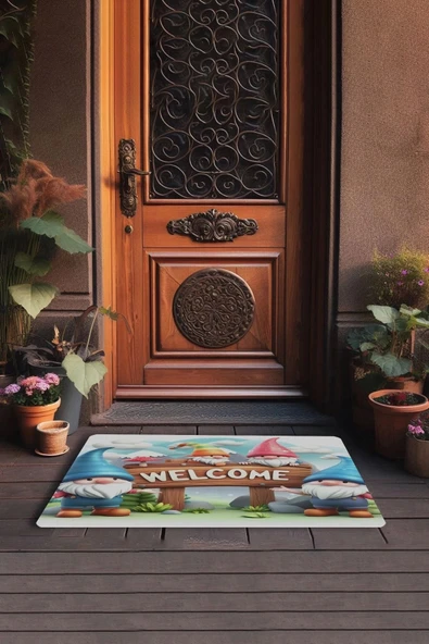 Valerine Life Sevimli Cüceler Welcome Kapı Önü Paspası 45x70cm - Resim 3