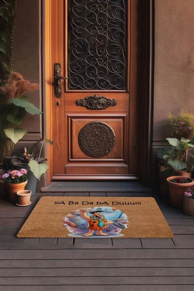 Valerine Life Taş Devri Yaba Daba Du Welcome Hoş Geldiniz Kapı Önü Paspası 45x70cm - Resim 3