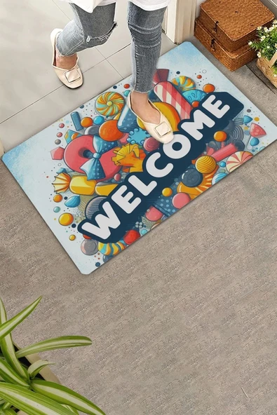 Valerine Life Şeker Festivali Welcome Kapı Önü Paspası 45x70cm ürün görseli