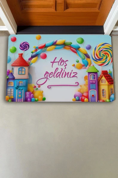 Valerine Life Sugar Village Hoş Geldiniz Kapı Önü Paspası 45x70cm - 2