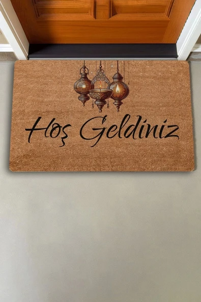 Valerine Life Üçlü Kandil Hoş Geldiniz Kapı Önü Paspası 45x70cm - Resim 2