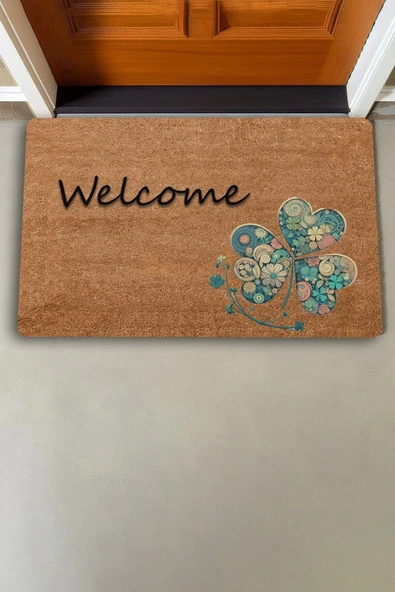 Valerine Life İyi Şans Yoncası Welcome Kapı Önü Paspası 45x70cm - 6