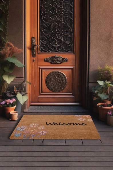 Valerine Life Verbena Hastata Mine Çiçeği Welcome Kapı Önü Paspası 45x70cm - Resim 3