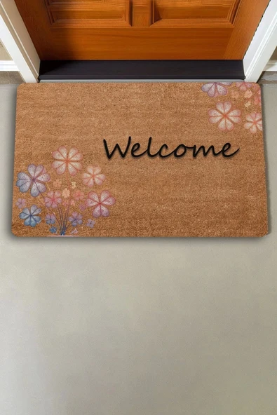 Valerine Life Verbena Hastata Mine Çiçeği Welcome Kapı Önü Paspası 45x70cm - Resim 2