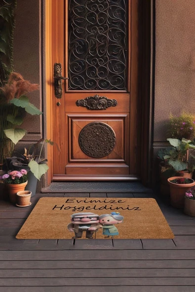 Valerine Life Up Sevimli Yaşlı Çifti Evimize Hoş Geldiniz Kapı Önü Paspası 45x70cm - Resim 3