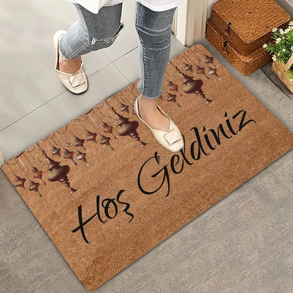 Valerine Life Sarkaç Kandiller Hoş Geldiniz Kapı Önü Paspası 45x70cm ürün görseli