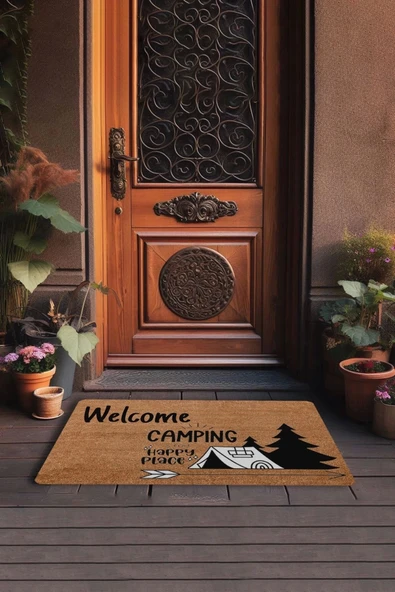 Valerine Life Mutlu Kamp Temalı Welcome Kapı Önü Paspası 45x70cm - 3
