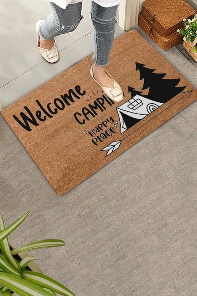 Valerine Life Mutlu Kamp Temalı Welcome Kapı Önü Paspası 45x70cm - Resim 5