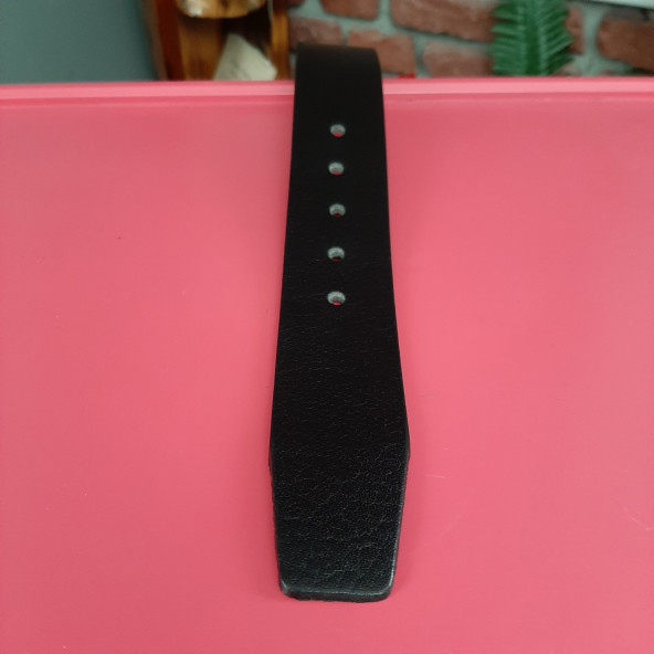 Erkek Spor Kemer 4,5 Cm. Düz Siyah Hakiki Deri (Vejetal Dana Derisi) Gvn-0056 - 3