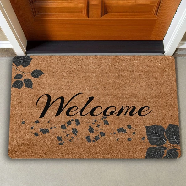 Valerine Life Ceviz Yaprağı Welcome Kapı Önü Paspası 45x70cm - 2