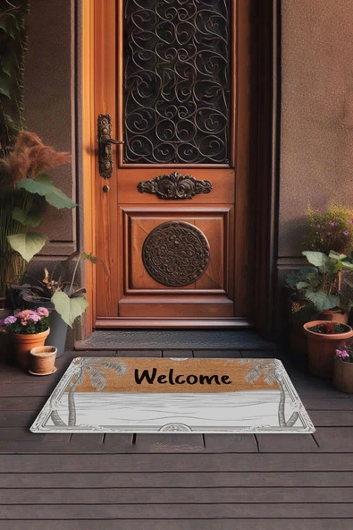 Valerine Life Deniz ve Palmiye Manzaralı Welcome Kapı Önü Paspası 45x70cm - Resim 3
