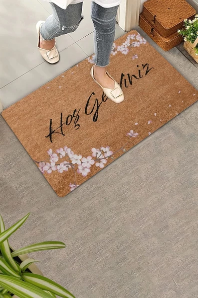Valerine Life Pembe Kiraz Çiçekleri Hoş Geldiniz Kapı Önü Paspası 45x70cm ürün görseli