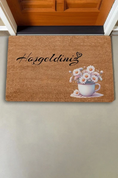 Valerine Life Günaydın Papatyası Hoş Geldiniz Kapı Önü Paspası 45x70cm - 2
