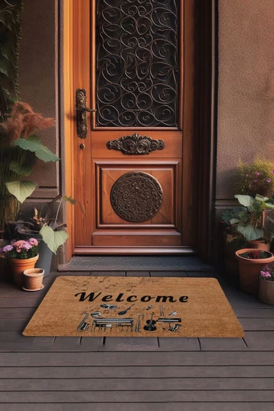 Valerine Life Orkestra Aletleri Temalı Welcome Kapı Önü Paspası 45x70cm - 3