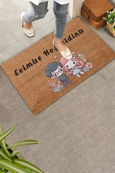 Valerine Life Sevimli Çiftler Evimize Hoş Geldiniz Kapı Önü Paspası 45x70cm ürün görseli