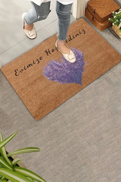 Valerine Life Sadakat Sembolü Lavanta Evimize Hoş Geldiniz Kapı Önü Paspası 45x70cm ürün görseli