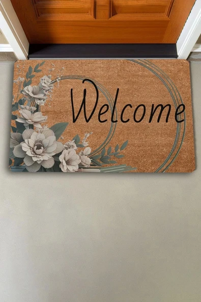 Valerine Life Beyaz Su Zambağı Welcome Kapı Önü Paspası 45x70cm - Resim 2