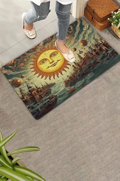 Valerine Life Sürrealizm Güneş Temalı Kapı Önü Paspası 45x70cm ürün görseli