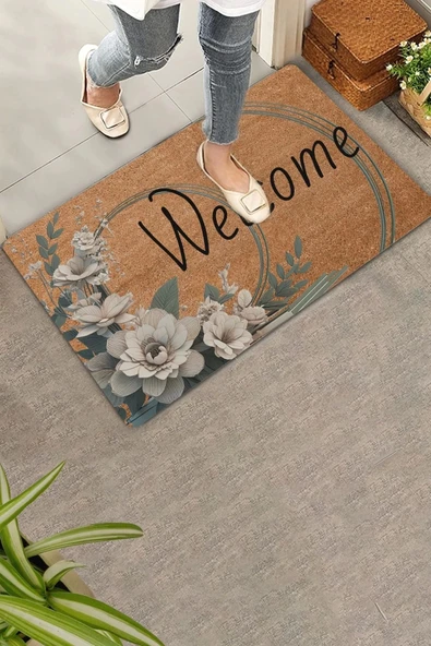 Valerine Life Beyaz Su Zambağı Welcome Kapı Önü Paspası 45x70cm ürün görseli