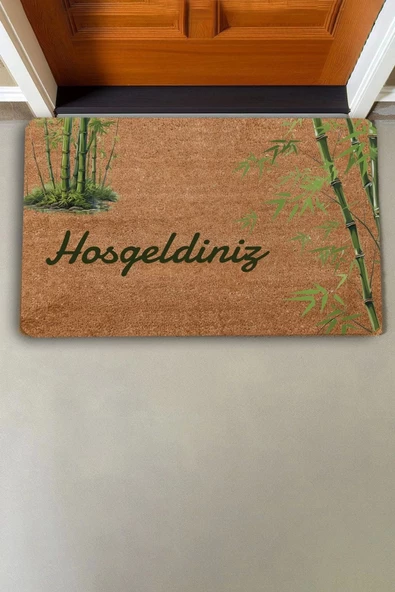 Valerine Life Yeşil Bambu Ağacı Hoş Geldiniz Kapı Önü Paspası 45x70cm - Resim 2