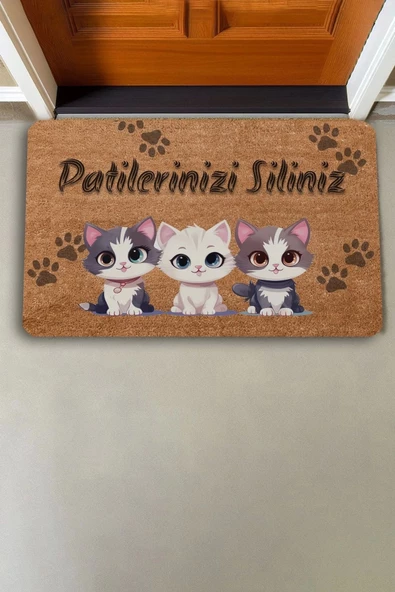 Valerine Life Sevimli Yavru Kediler Patilerinizi Silin Kapı Önü Paspası 45x70cm - 2