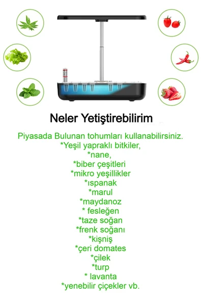Akıllı Ev Bahçesi – 4 Mevsim Topraksız Doğal Bitki ve Sebze Yetiştirme Kiti, 12 Bölmeli Sistem - 3