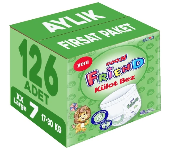 Goon Friend Külot Bebek Bezi Beden:7 (17-30KG) XX Large 126 Adet Aylık Fırsat Pk