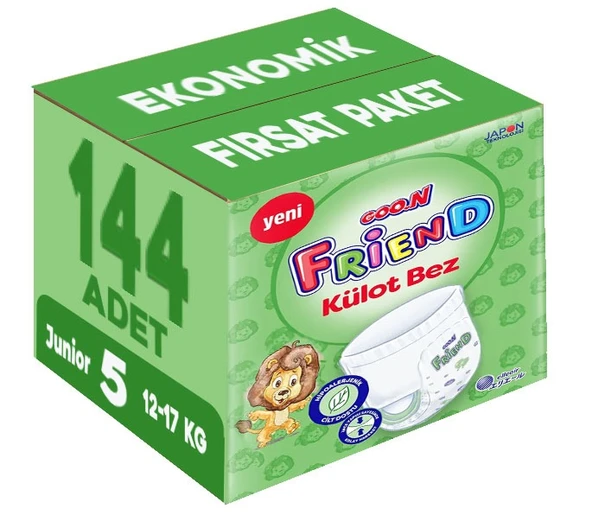 Goon Friend Külot Bebek Bezi Beden:5 (12-17KG) Junior 144 Adet Ekonomik Fırsat Pk