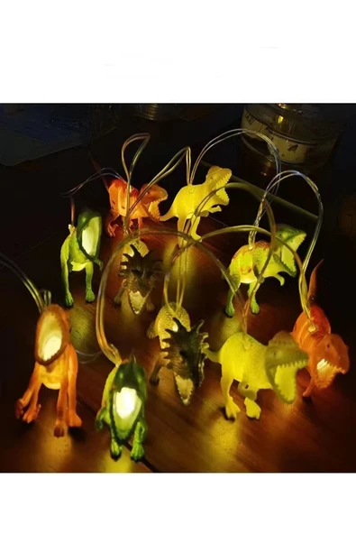 Dinozor String Light – 10 LED’li Pilli Işıklı Çocuk ve Bebek Odası Dekoratif Aydınlatma 200 cm - 6