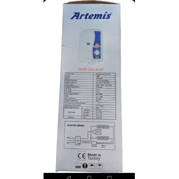 ARTEMİS elektro model  Elektrikli Şofben Ani Su Isıtıcı - 5