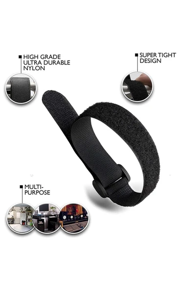 Kablo Düzenleyici Toka – Hook&Loop Kablo Toplama Bağlama Kemeri, Kanca Ters Toka 2 Adet Pratik Çözüm - 3