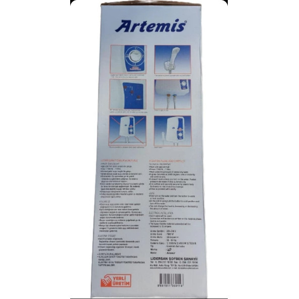 ARTEMİS Elektrikli Şohben Ani Su Isıtıcı sıgorta ve kutusu dahıl paket - 4
