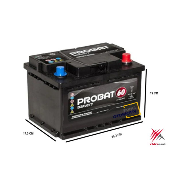 YİĞİT AKÜ PROBAT 12 V 60 AH 510A(EN) - 2