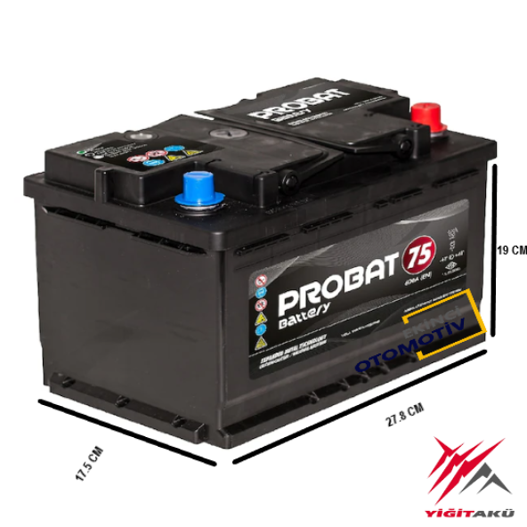 YİĞİT AKÜ PROBAT 12 V 75 AH 600A(EN) - 2