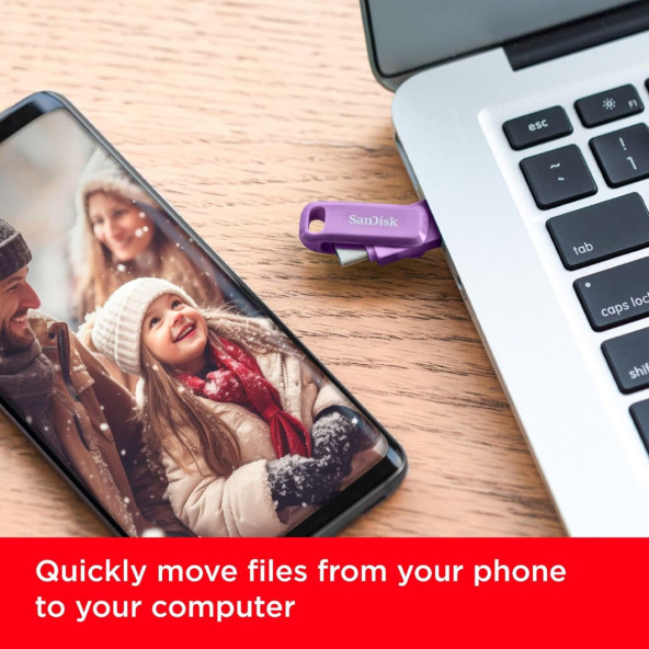 SanDisk Ultra Dual Drive Go 256GB SDDDC3-256G-G46L USB & Type-C Flash Bellek Lavanta - 4