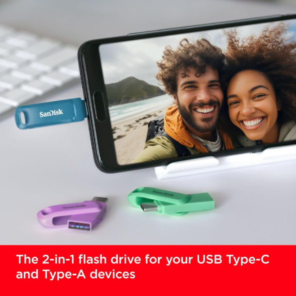 SanDisk Ultra Dual Drive Go 256GB SDDDC3-256G-G46L USB & Type-C Flash Bellek Lavanta - 5