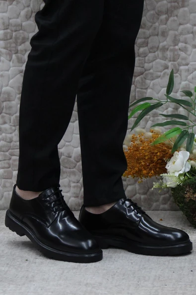 Mehmet Mete 2746 Siyah Açma İç Ve Dış Hakiki Deri Kalın Taban Erkek Ayakkabı - 2