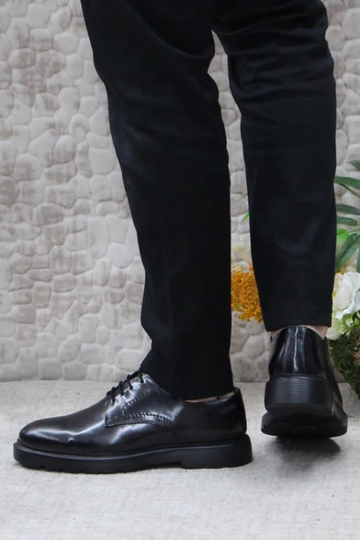 Mehmet Mete 2746 Siyah Açma İç Ve Dış Hakiki Deri Kalın Taban Erkek Ayakkabı - 4