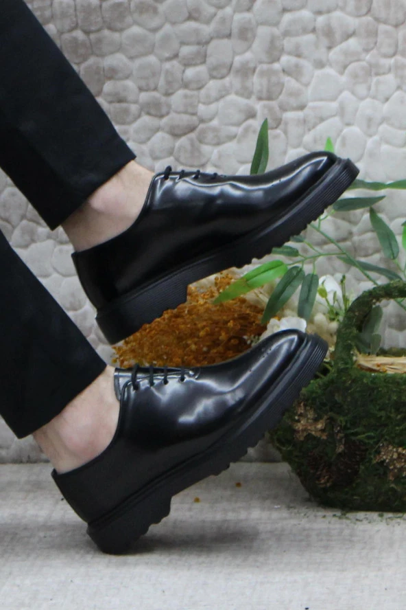 Mehmet Mete 2744 Siyah Açma İç Ve Dış Hakiki Deri Kalın Taban Erkek Ayakkabı - Resim 5