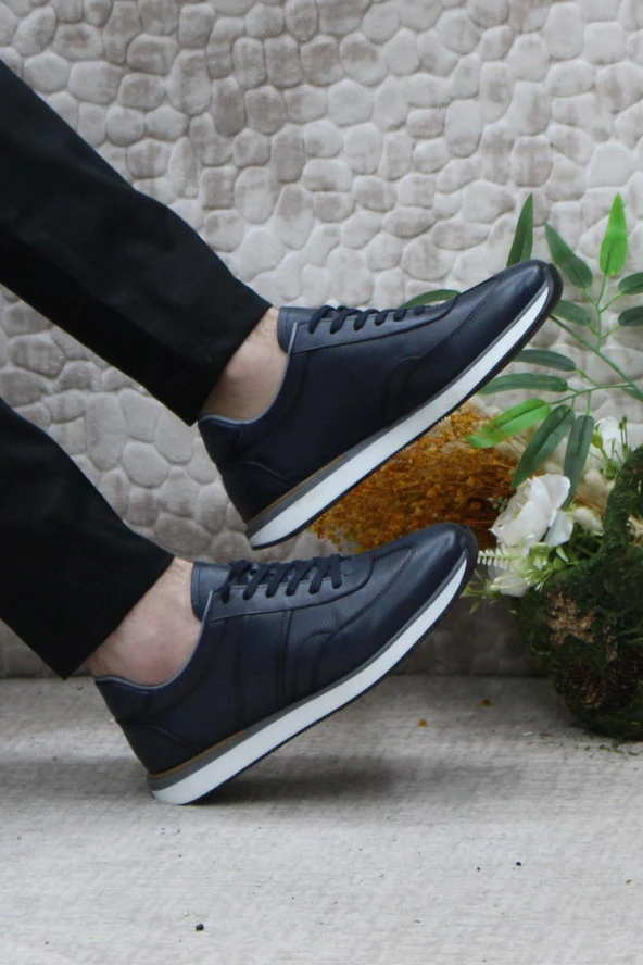 Mehmet Mete 1217 Lacivert Rahat İç Ve Dış Hakiki Deri Erkek Ayakkabı - Resim 5